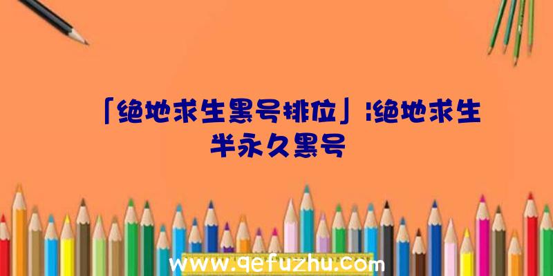 「绝地求生黑号排位」|绝地求生半永久黑号